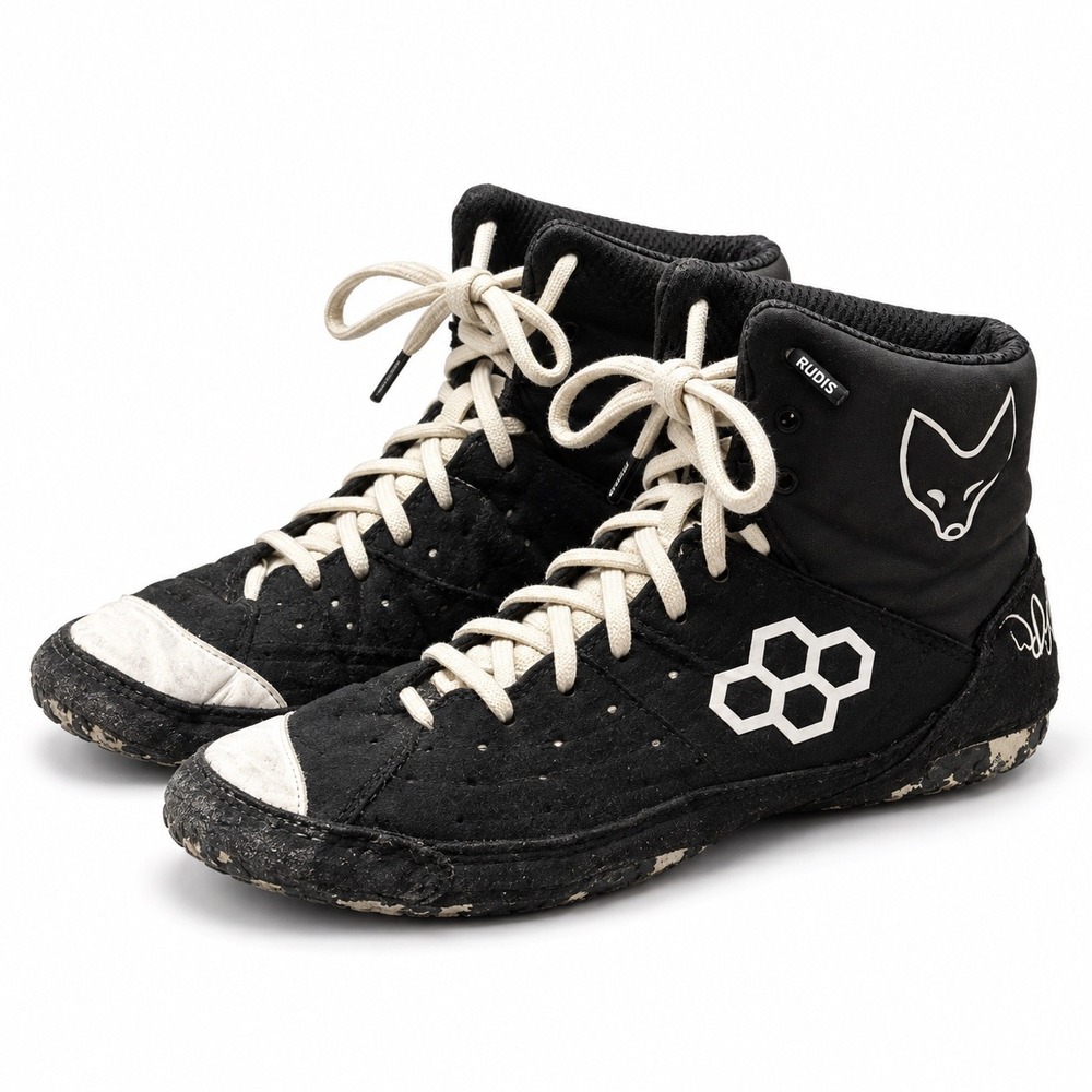 Rudis Dave Schultz Wrestling Shoes Mens 10.5 Black White DSF-0035-TB-10.5